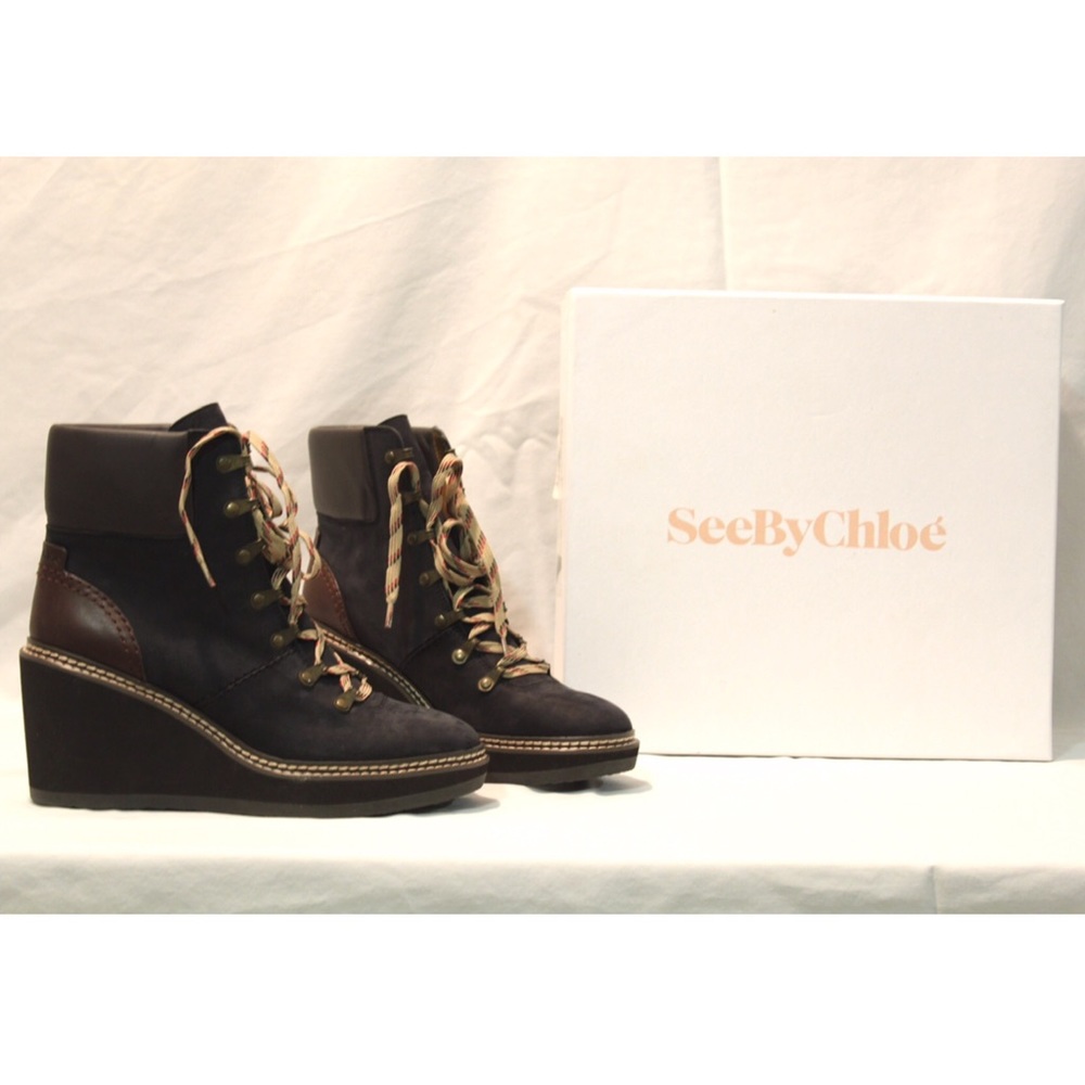 SEE BY CHLOE WEDGE BOOTS, SIZE 10